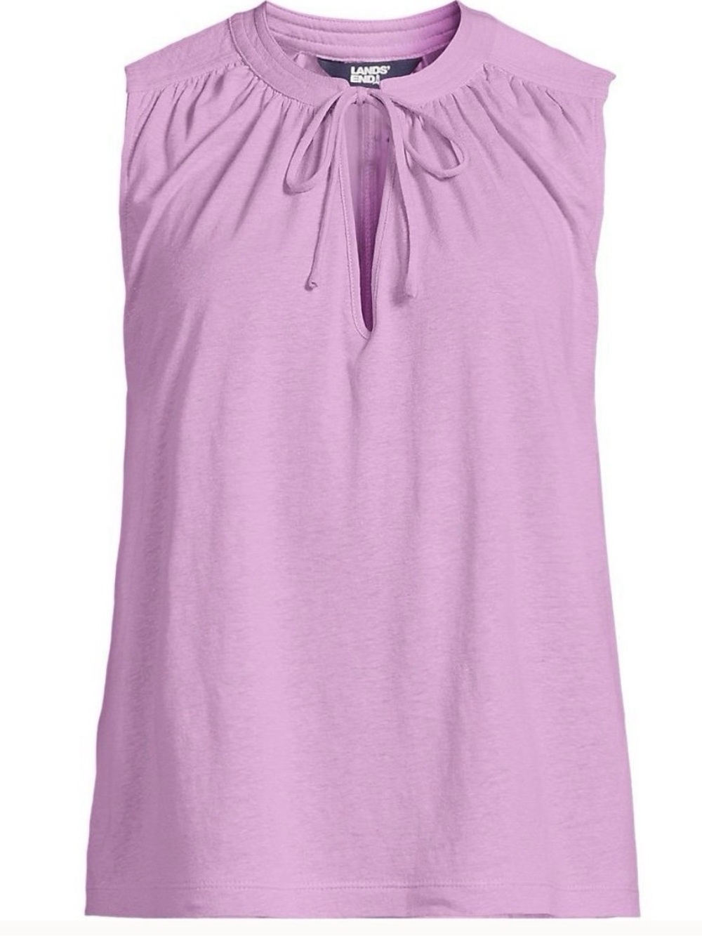 Lands' End Women’s Linen Blend Notch Necks Swing Tank Top